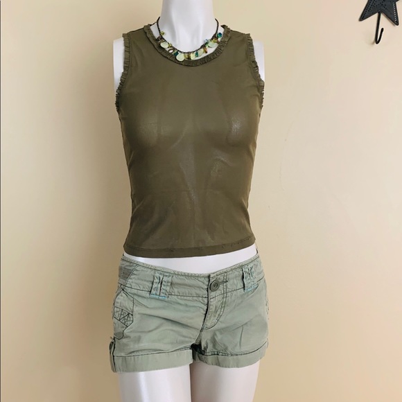 2/$20 Kenneth Cole Sheer Olive Green Tank Top - Picture 4 of 13